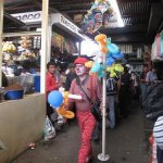 news clown at market